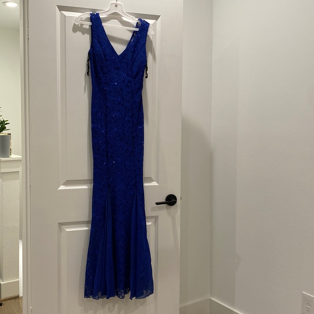 Floor length Royal blue sleeveless dress. Size XS
